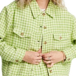 Topshop Gingham Bouclé Shacket + Matching Pants, in Green